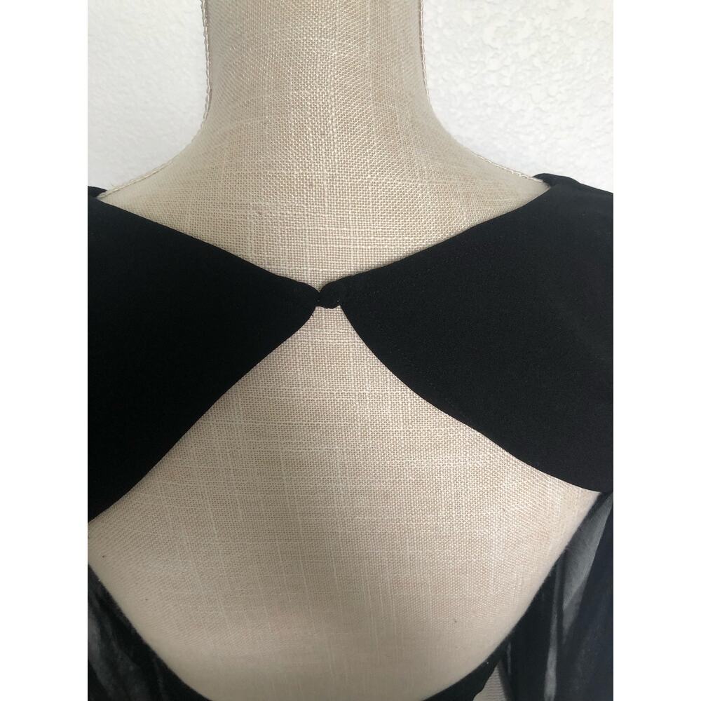 Lulus Starting the Party Black Mesh Balloon Sleeve Backless Top - XS - Picture 3 of 4